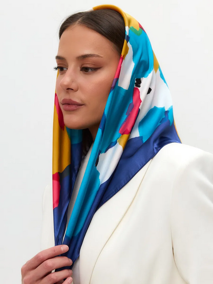 Foulard Carré 70 "Éclats de Couleur"