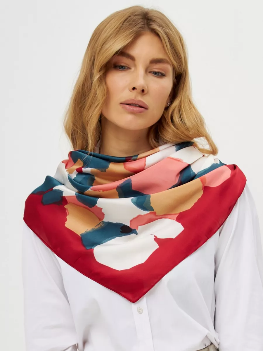 Foulard Carré 70 "Rouge Abstrait"