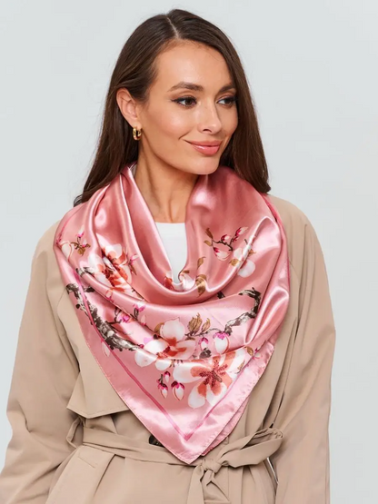 Foulard Carré 90 "Fleurs de Cerisier"