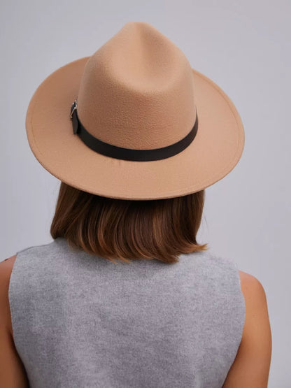 Chapeau fedora en feutre beige camel
