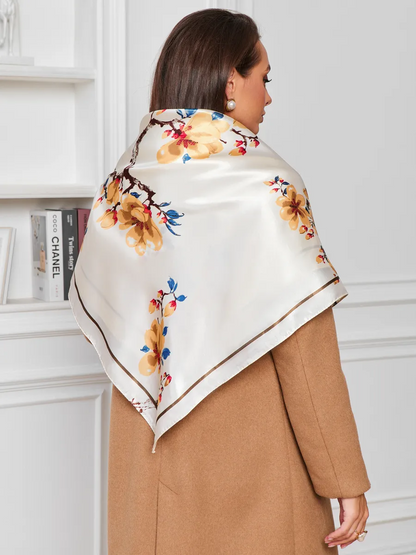 Foulard Carré 90 "Magnolia Doré"