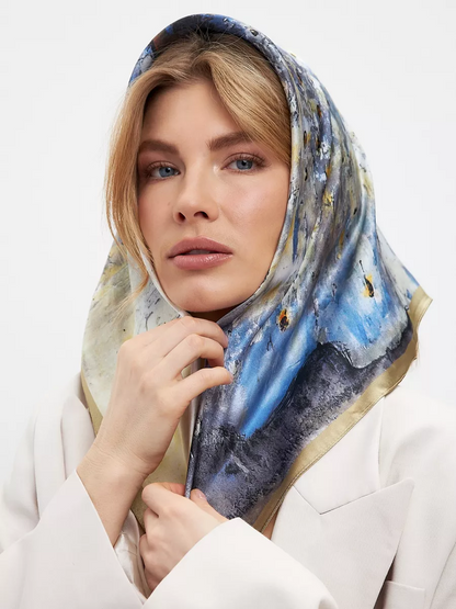 Foulard Carré 53 "Danse de Lumière" 100% Soie