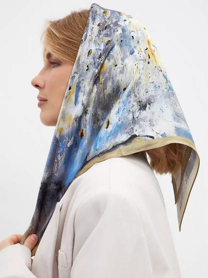 Foulard Carré 53 "Danse de Lumière" 100% Soie