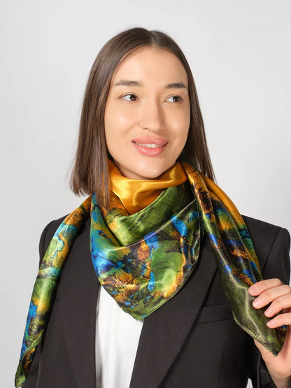 Foulard Carré 53 "Paysage Doré"