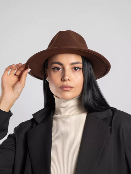 Chapeau fedora en feutre brun chocolat