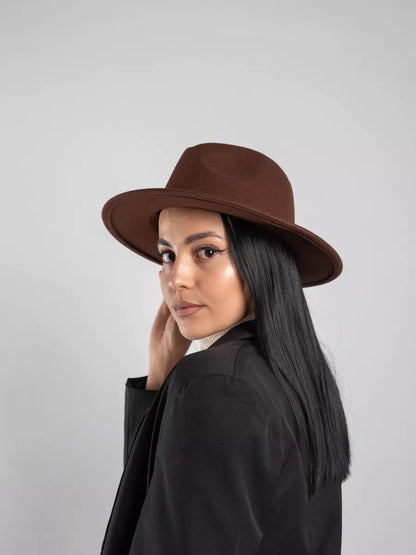 Chapeau fedora en feutre brun chocolat