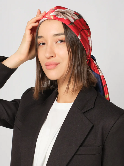 Foulard Carré 90 "Passion Rouge"