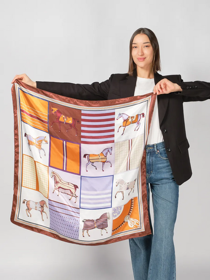 Foulard Carré 70 "Harmonie Équestre"