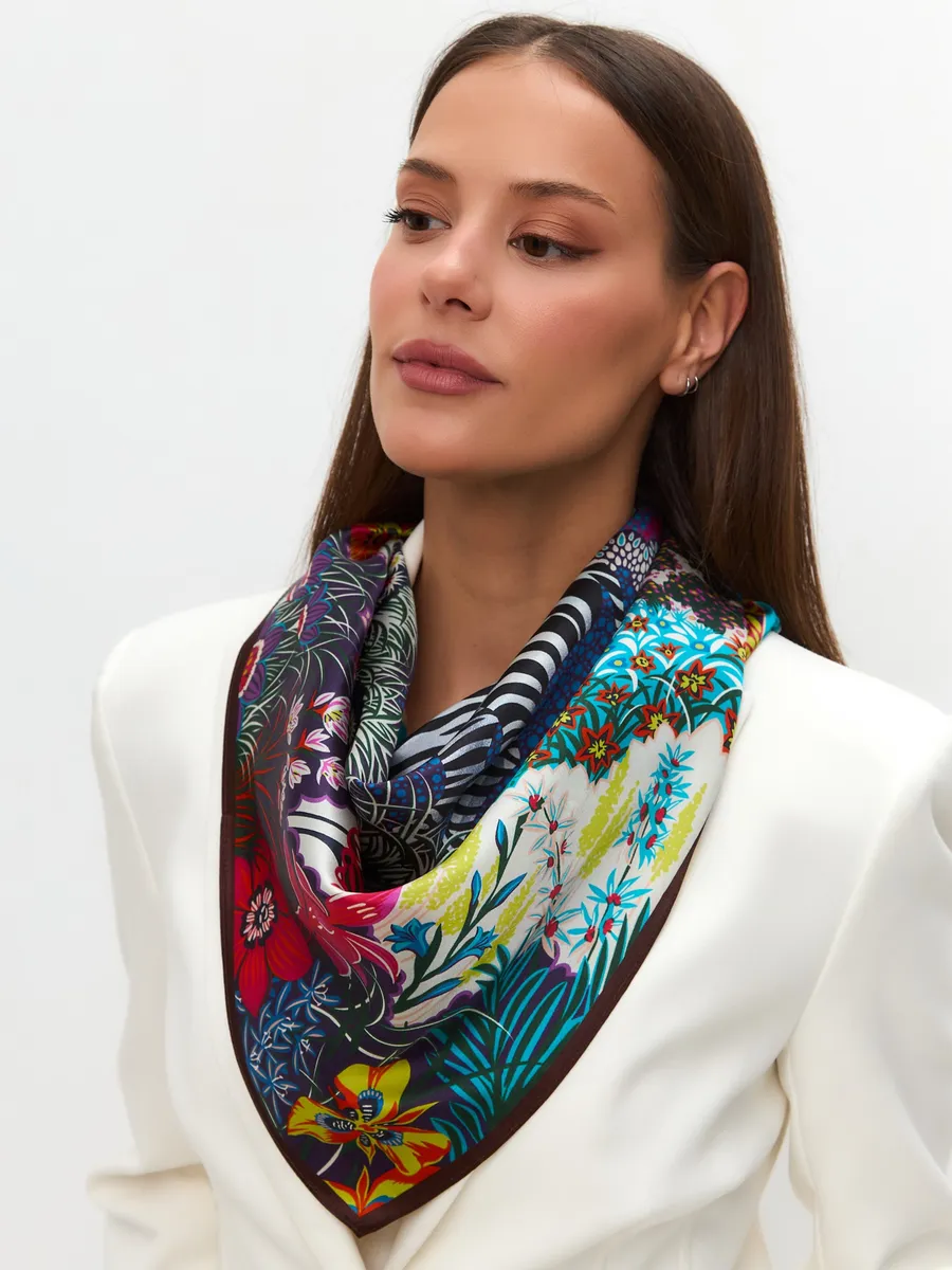 Foulard Carré 90 "Safari Tropical"