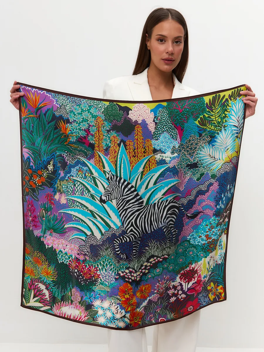 Foulard Carré 90 "Safari Tropical"