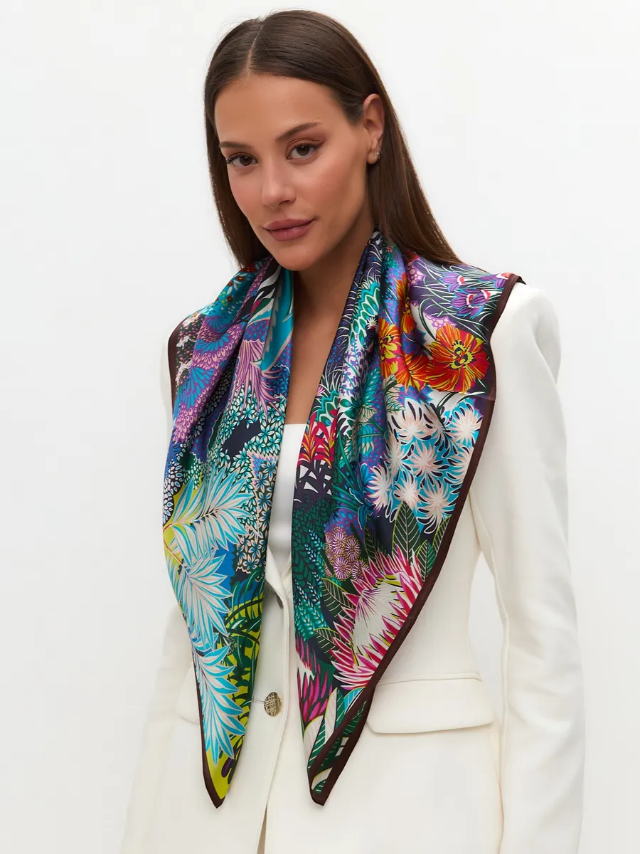 Foulard Carré 90 "Safari Tropical"