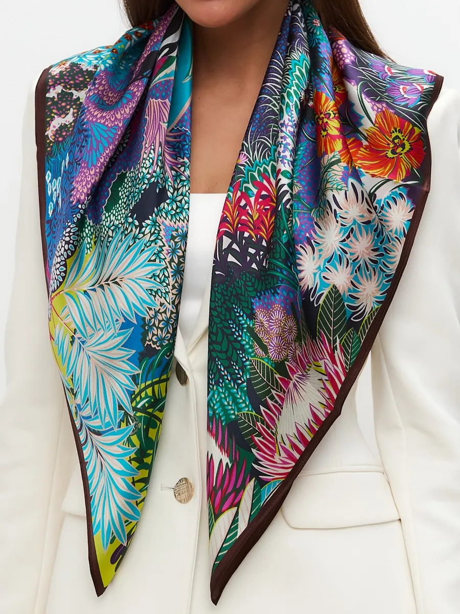 Foulard Carré 90 "Safari Tropical"