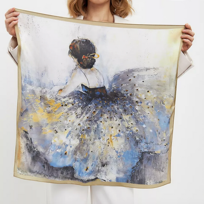 Foulard Carré 53 "Danse de Lumière" 100% Soie