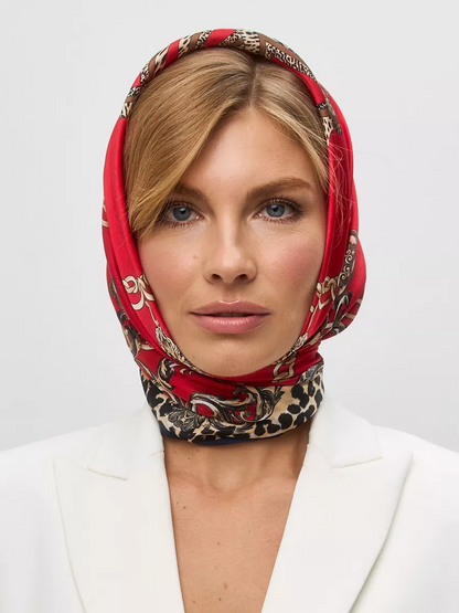 Foulard Carré 53 "Rouge Impérial" 100% Soie